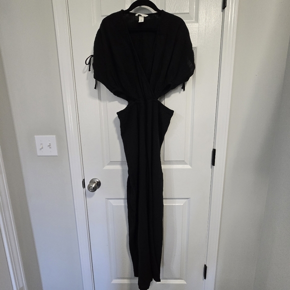 H&M Women's Black 1 Piece Cut Out Black Jumper Pant Suit Medium - Picture 3 of 12